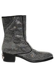Black Crystal Embellished Ankle Boots Shoes