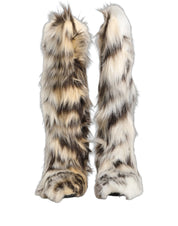 Multicolor Knee High Faux Fur Boots Shoes