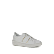 White Calf Leather Bos Taurus Sneakers