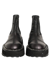 Black Chelsea Boots Leather Slip On Men Shoes