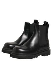 Black Chelsea Boots Leather Slip On Men Shoes