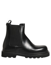 Black Chelsea Boots Leather Slip On Men Shoes