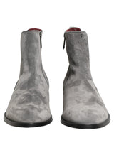Gray Suede Leather Chelsea Boots Shoes