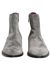 Dolce & Gabbana Gray Suede Leather Chelsea Boots Shoes Dolce & Gabbana