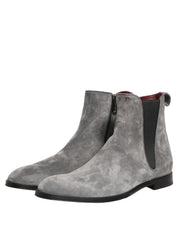 Dolce & Gabbana Gray Suede Leather Chelsea Boots Shoes Dolce & Gabbana