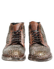 Brown Leather Runway Studs Ankle Boots Shoes