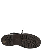 Dolce & Gabbana Black Trekking Fur Lace Leather Boots Shoes Dolce & Gabbana