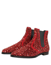 Red Embellished Chelsea Ankle Boots Shoes