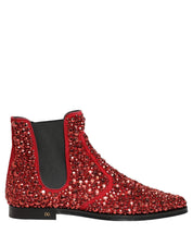 Red Embellished Chelsea Ankle Boots Shoes