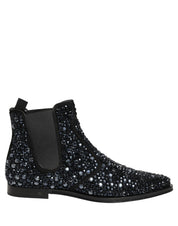 Dolce & Gabbana Black Embellished Chelsea Ankle Boots Shoes