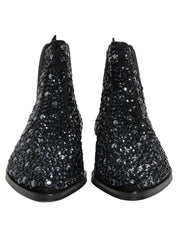 Black Embellished Chelsea Ankle Boots Shoes