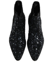 Black Embellished Chelsea Ankle Boots Shoes