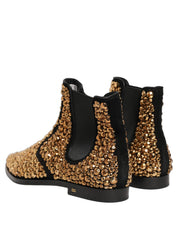 Gold Embellished Chelsea Ankle Boots Shoes