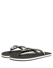 Black Embellished Rubber Flip Flops Men Shoes