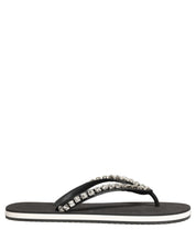Black Embellished Rubber Flip Flops Men Shoes