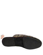 Black Floral Jacquard Flats Sandals Men Shoes