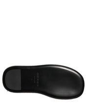 Black Crystal Embellished Platform Men Slides Shoes