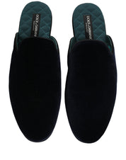 Dark Blue Suede Slides Flat Slipper Men Shoes