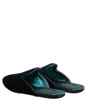 Dark Blue Suede Slides Flat Slipper Men Shoes