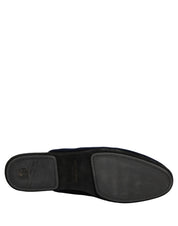 Dark Blue Suede Slides Flat Slipper Men Shoes