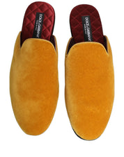 Yellow Suede Slides Flat Slipper Men Shoes