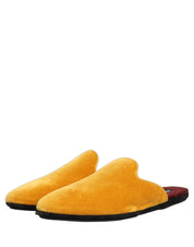 Yellow Suede Slides Flat Slipper Men Shoes
