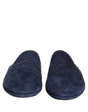 Blue Suede Slides Flat Slipper Men Shoes