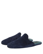 Blue Suede Slides Flat Slipper Men Shoes