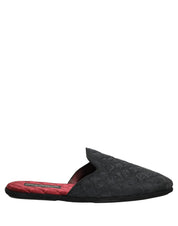 Black Floral Brocade Slides Slippers Shoes