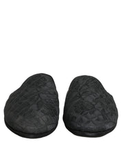Black Floral Brocade Slides Slippers Shoes