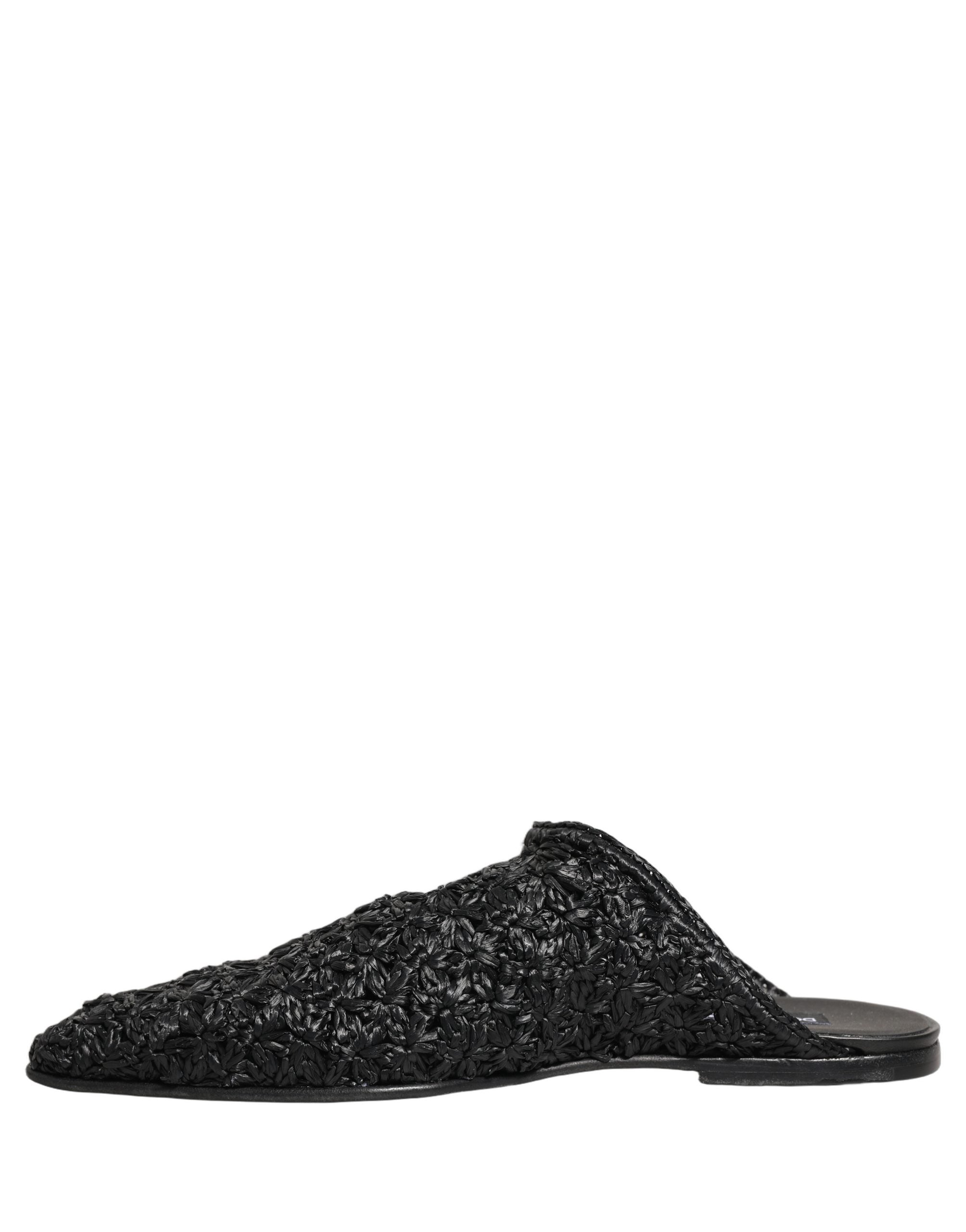 Dolce & Gabbana Black Mules Slides Slippers Men Flats Shoes Dolce & Gabbana