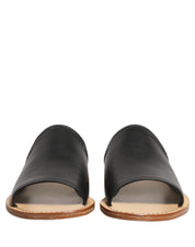 Brown Leather Slides Sandals Flats Men Shoes