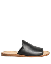 Brown Leather Slides Sandals Flats Men Shoes