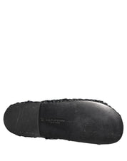 Black Straw Raffia Slides Sandals Flats Shoes