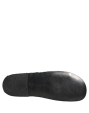 Black Fabric Woven Slides Sandals Flats Shoes
