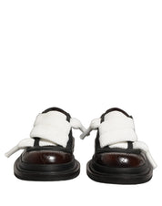 Brown Leather Slip On Flat Sandals Men Shoes