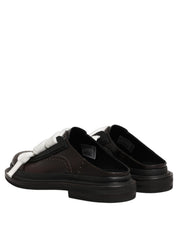 Brown Leather Slip On Flat Sandals Men Shoes