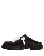 Brown Leather Slip On Flat Sandals Men Shoes