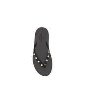 Black Calf Leather Bos Taurus Flip-Flop Sandals