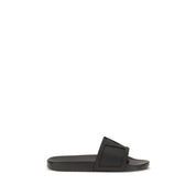 Black Rubber Flat Sandals