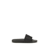 Black Rubber Flat Sandals