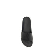 Black Rubber Flat Sandals