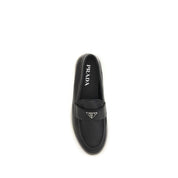 Prada Black Calf Leather Bos Taurus Slip-On Loafers