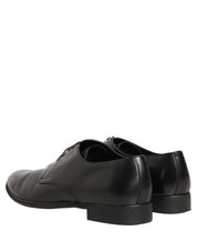 Black Leather Men Derby Dress Formal Shoes