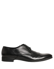 Dolce & Gabbana Black Leather Men Derby Dress Formal Shoes