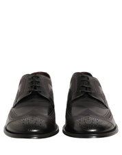 Dolce & Gabbana Black Embroidered Leather Derby Dress Shoes Dolce & Gabbana