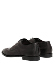 Dolce & Gabbana Black Embroidered Leather Derby Dress Shoes Dolce & Gabbana
