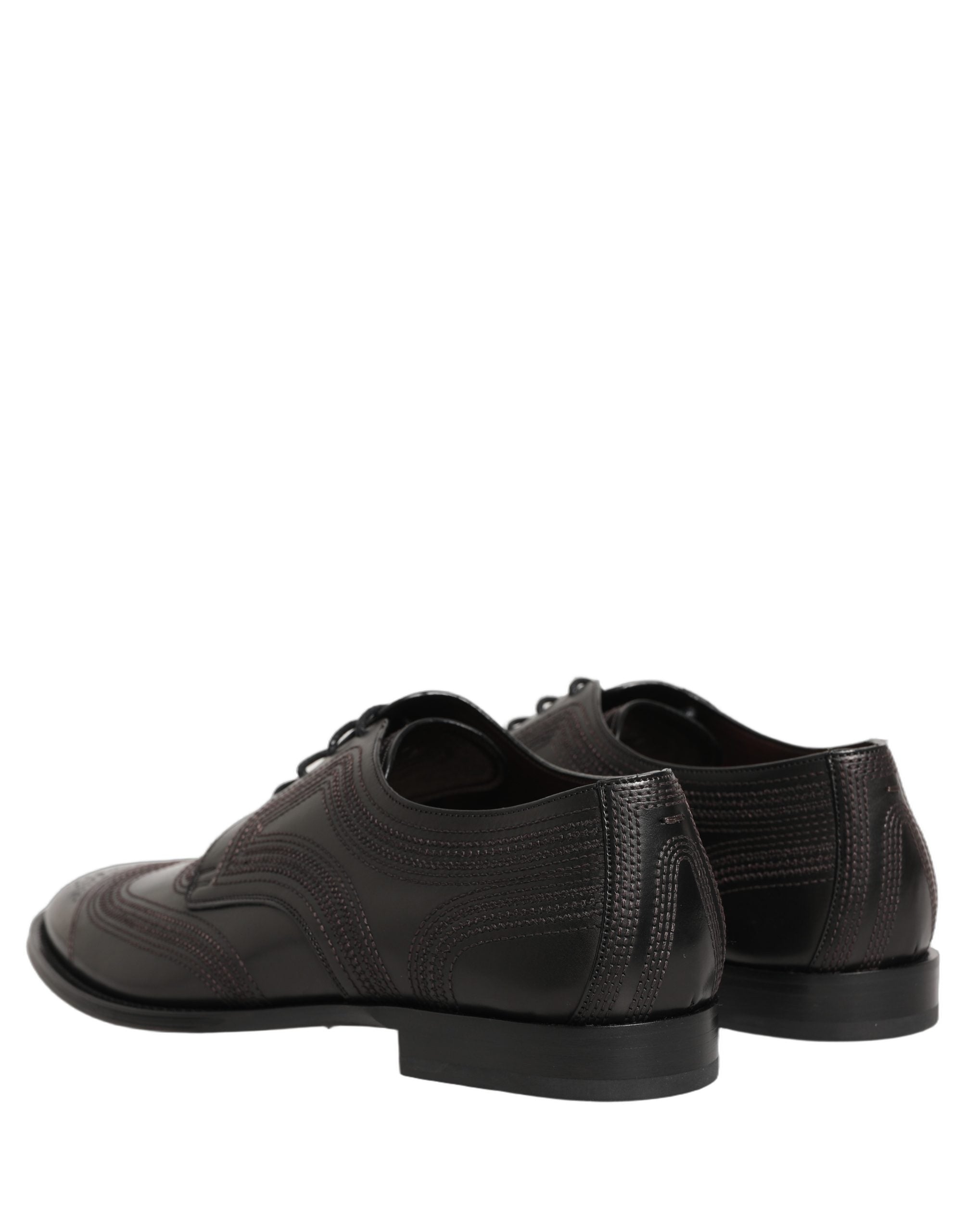 Dolce & Gabbana Black Embroidered Leather Derby Dress Shoes Dolce & Gabbana