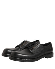 Black Leather Lace Up Derby Dress Men Shoes