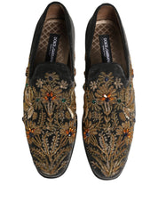 Black Velvet Embellished Dress Loafers Shoes